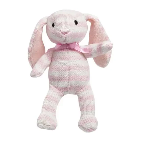 Fao Schwarz Stuffed Bunny Animal Baby Toys 4 Inch Textured Stripe Floppy Bunny - Picture 2 of 3